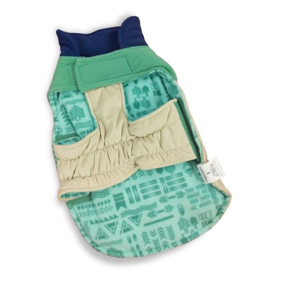 Youly Dog Size Small Trailblazer Green and Tan Puffer Dog Jacket With Pocket New - Picture 2 of 4